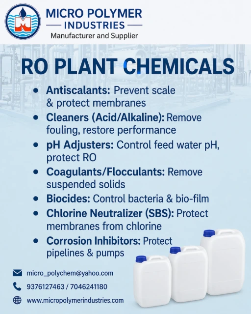 Micro Polymer Industries is a trusted manufacturer and supplier of RO Plant Chemicals in Ahmedabad, Gujarat