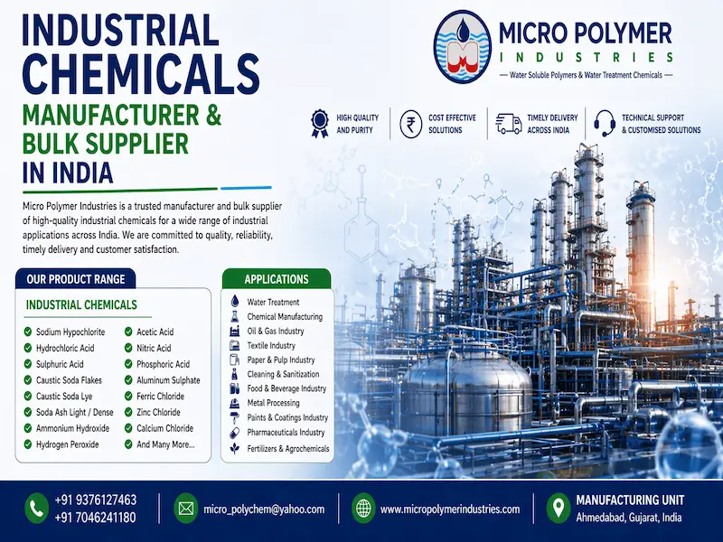 Micro Polymer Industries is a trusted Manufacturer and Supplier of Industrial Chemicals in Ahmedabad, Gujarat.