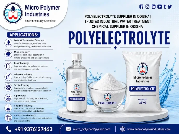 Micro Polymer Industries is a trusted Polyelectrolyte Supplier in Odisha, providing high-performance water and wastewater treatment chemicals for industrial applications. We supply a complete range of polyelectrolytes and specialty treatment chemicals designed to improve clarification, sludge dewatering, suspended solids removal and overall treatment plant efficiency.