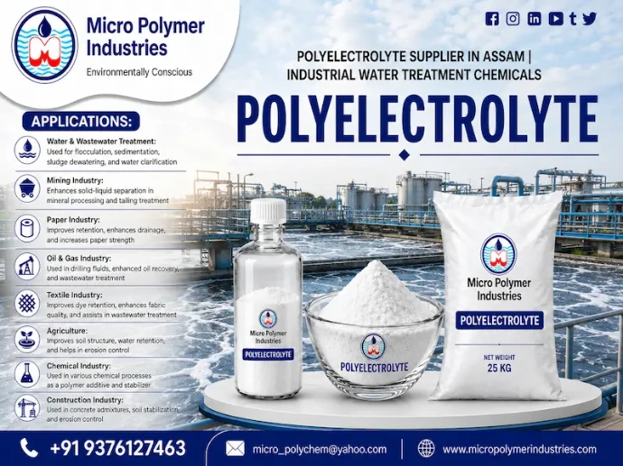 Micro Polymer Industries is a trusted Polyelectrolyte Supplier in Assam, providing high-performance water and wastewater treatment chemicals for industrial applications. We supply a complete range of Polyelectrolyte products and specialty treatment chemicals designed to improve clarification, sludge dewatering, suspended solids removal and overall treatment plant performance.