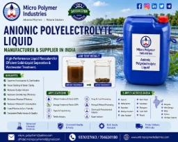 Micro Polymer Industries is a leading manufacturer and supplier of premium-quality Anionic Polyelectrolyte Liquid in India. Our high-performance liquid flocculants are specially formulated to deliver rapid floc formation, superior clarification, improved settling, and efficient solid-liquid separation across a wide range of industrial applications.