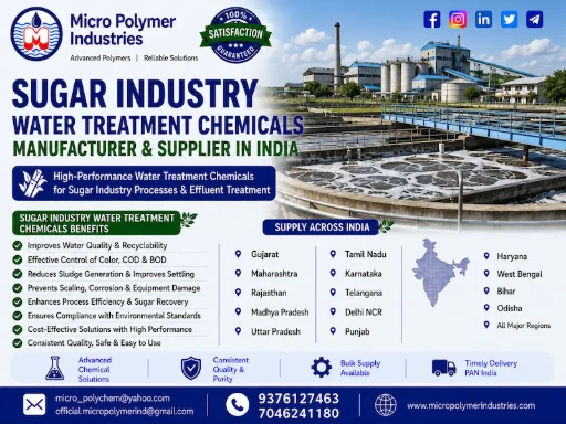 We provide effective water and wastewater treatment chemical solutions for the sugar industry to help improve clarification, sludge dewatering, effluent treatment, and process water quality.