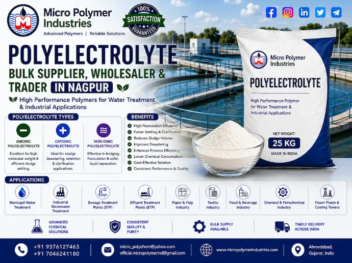 Micro Polymer Industries is a trusted Polyelectrolyte Bulk Supplier, Wholesaler & Trader in Nagpur, manufacturing and supplying premium-quality industrial water and wastewater treatment chemicals across Nagpur and Maharashtra.