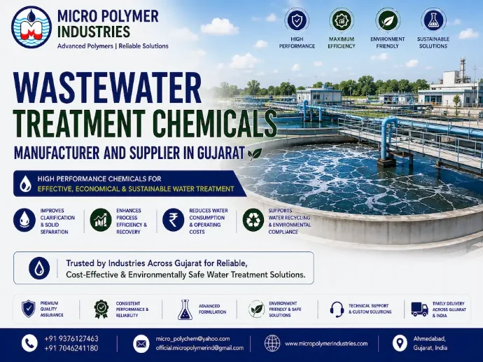 Micro Polymer Industries is a leading manufacturer and supplier of high-performance wastewater treatment chemicals manufacturer in Gujarat, offering advanced solutions for industrial and municipal water treatment applications.