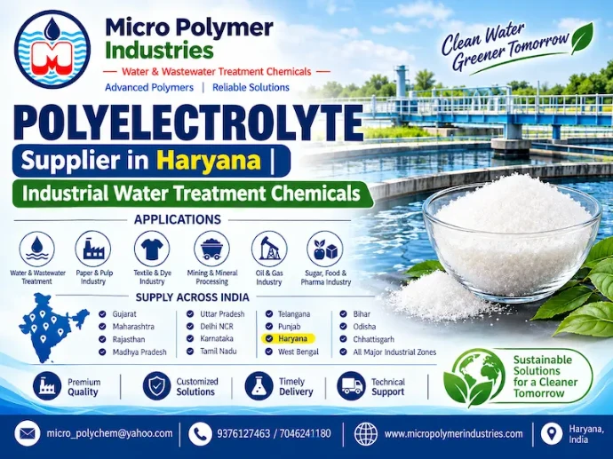 Micro Polymer Industries is a reliable Polyelectrolyte Supplier in Haryana, supplying industrial water and wastewater treatment chemicals for clarification, sludge dewatering and process water treatment applications.
